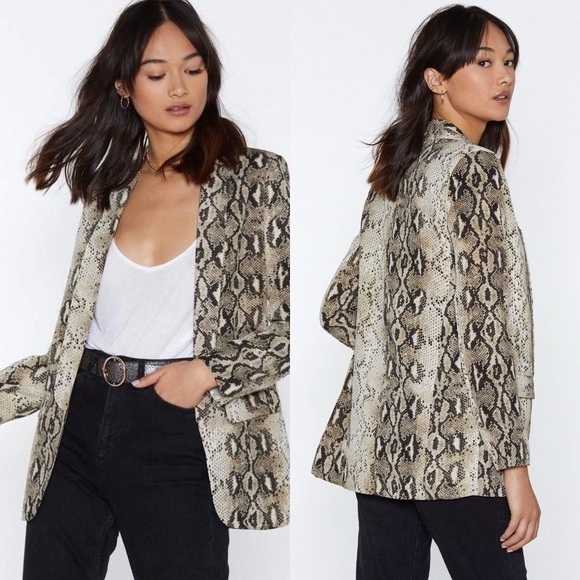 NWOT | NASTY GAL | IVIVI Snake Print Open Front Blazer - Picture 3 of 8